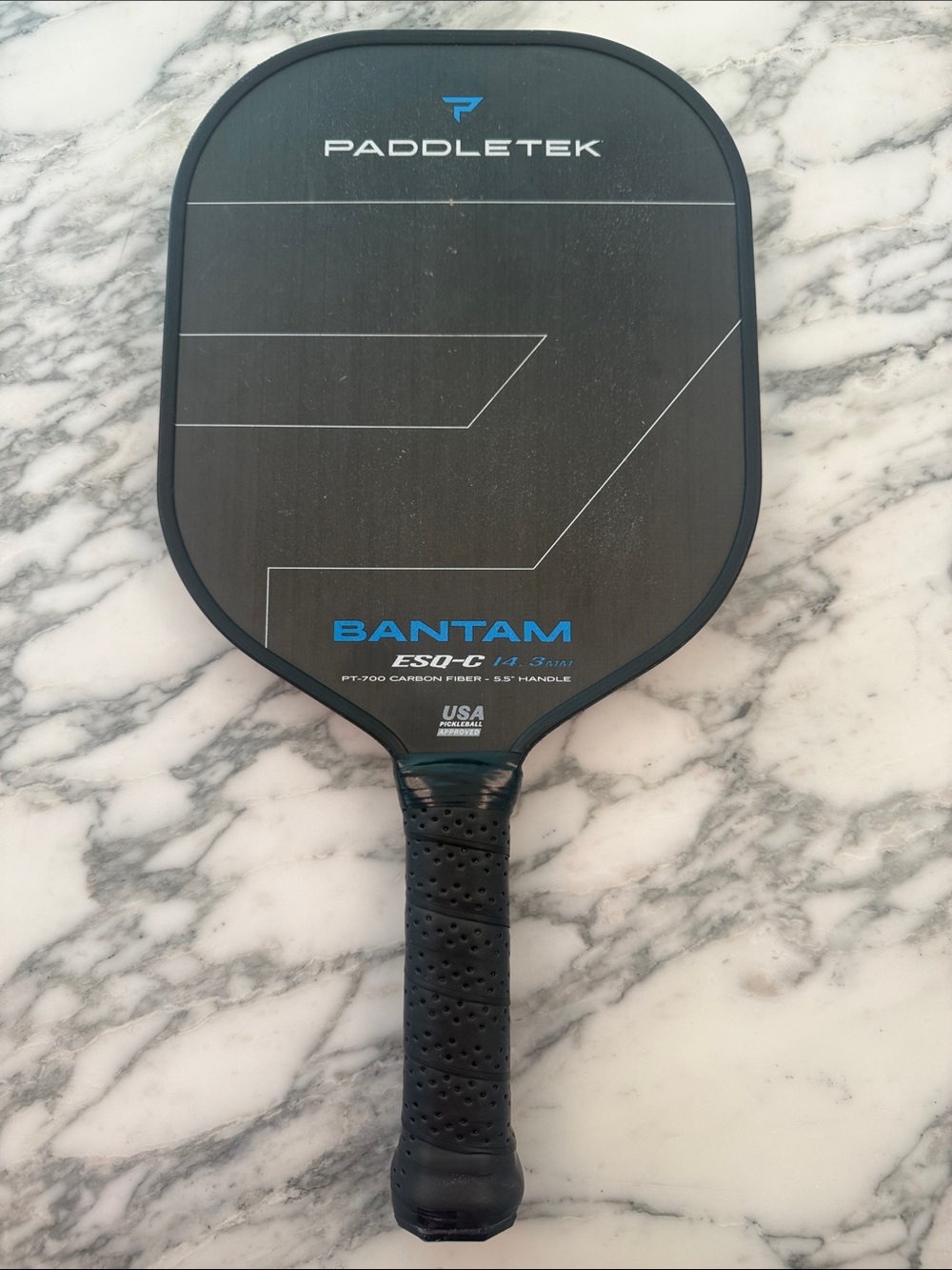 Paddletek Bantam ESQ-C Pickleball Paddle - Black with Blue Accents 14.3MM